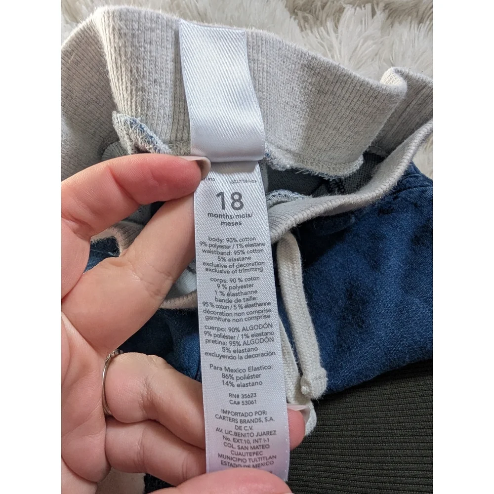 Carter's Blue Denim Jean Kids Joggers Pants Pull On Waist Size 18 Months